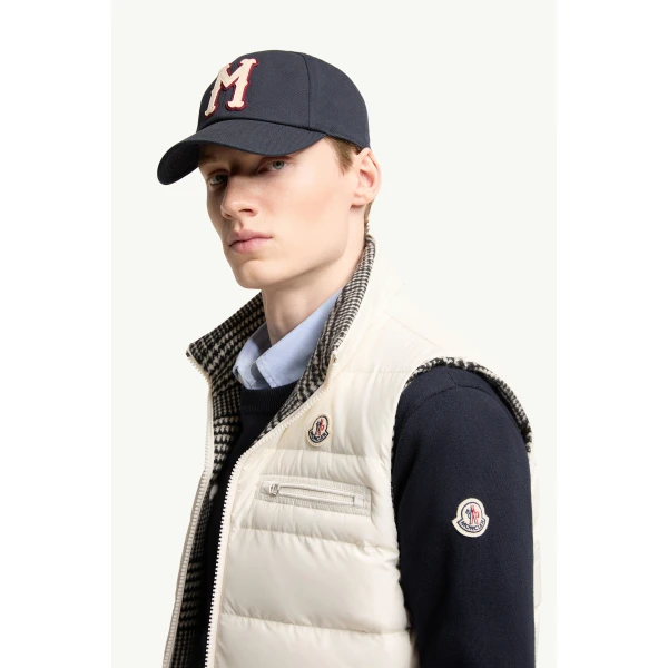 Moncler Gienah Reversible Wool Blend Down Gilet in Gray, view 3 | Men's Jackets | Coveti