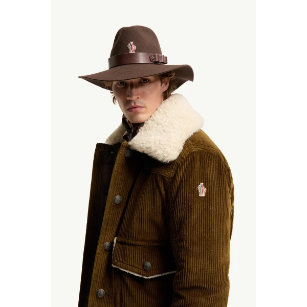 Moncler Givrand Shearling-Trimmed Corduroy Short Down Jacket in Brown, view 3 | Men's Jackets | Coveti