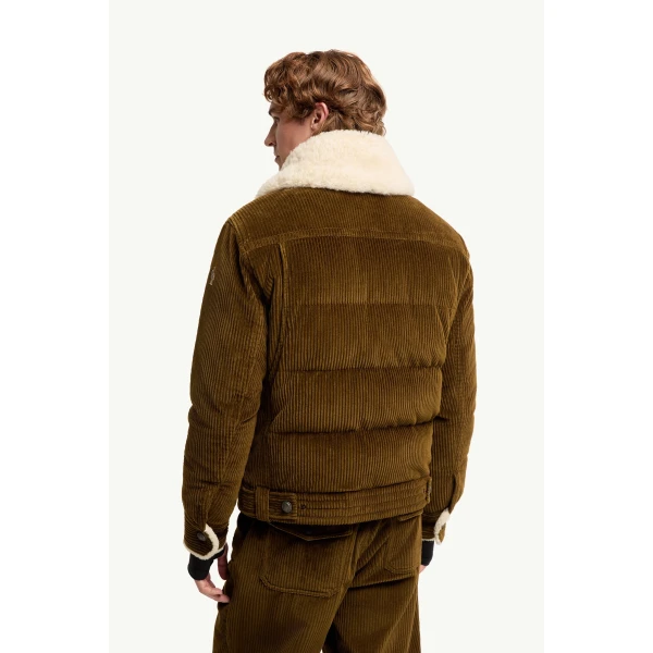 Moncler Givrand Shearling-Trimmed Corduroy Short Down Jacket in Brown, view 5 | Men's Jackets | Coveti