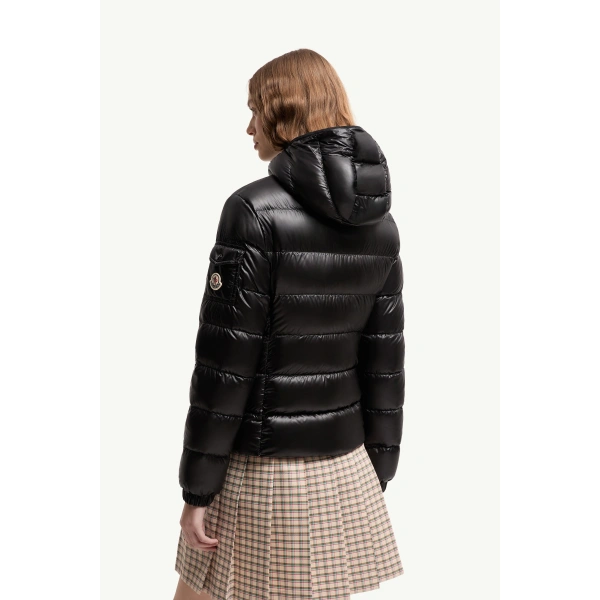 Moncler Glesse Hooded Short Down Jacket in Black, view 5 | Women's Puffer Jackets | Coveti