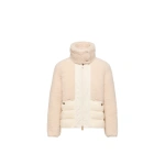 Moncler Glorieux Hooded Teddy Short Down Jacket in White Ivory | Women's Puffer Jackets | Coveti