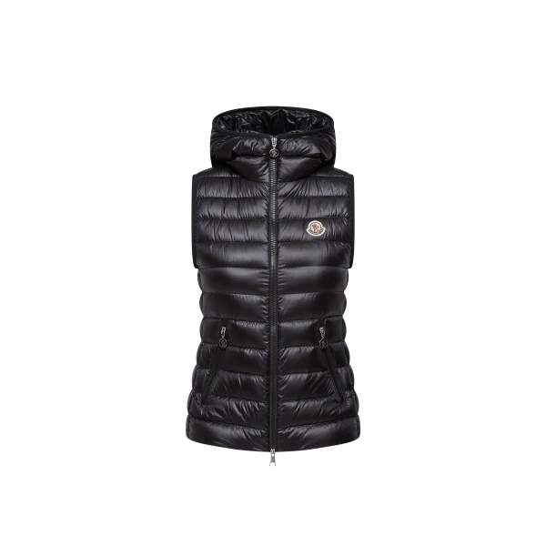 Moncler Glygosse Hooded Down Gilet in Black | Women's Vests and Gilets | Coveti