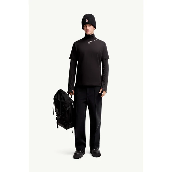 Moncler Grenoble Logo Cotton T-Shirt in Black, view 2 | Men's T-shirts | Coveti