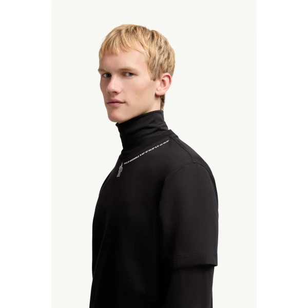 Moncler Grenoble Logo Cotton T-Shirt in Black, view 3 | Men's T-shirts | Coveti