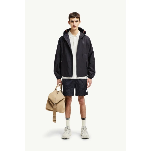 Moncler Grimpeurs Hooded Jacket in Navy Blue, view 2 | Men's Jackets | Coveti