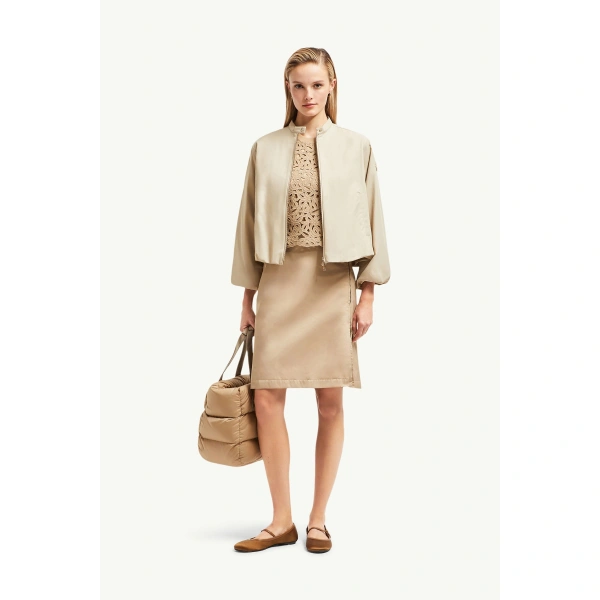 Moncler Gruissan Jacket in Light Beige, view 2 | Women's Bomber Jackets | Coveti