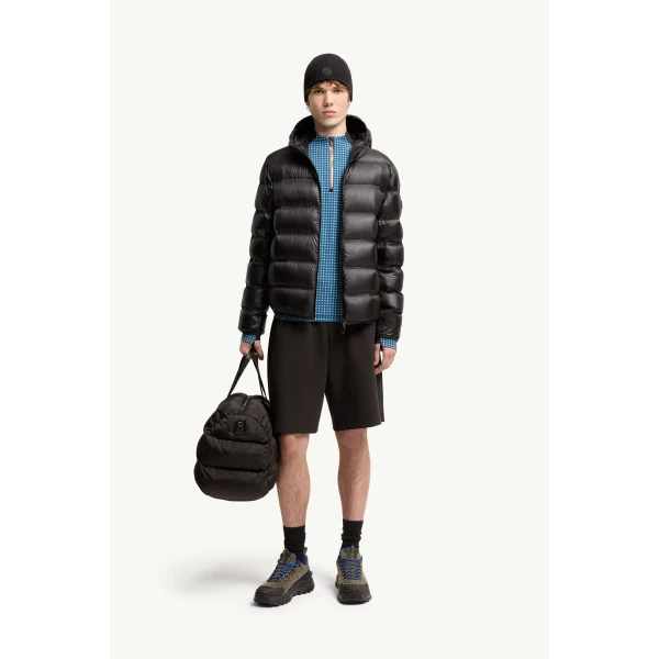 Moncler Guadiana Hooded Short Down Jacket in Black, view 2 | Men's Jackets | Coveti