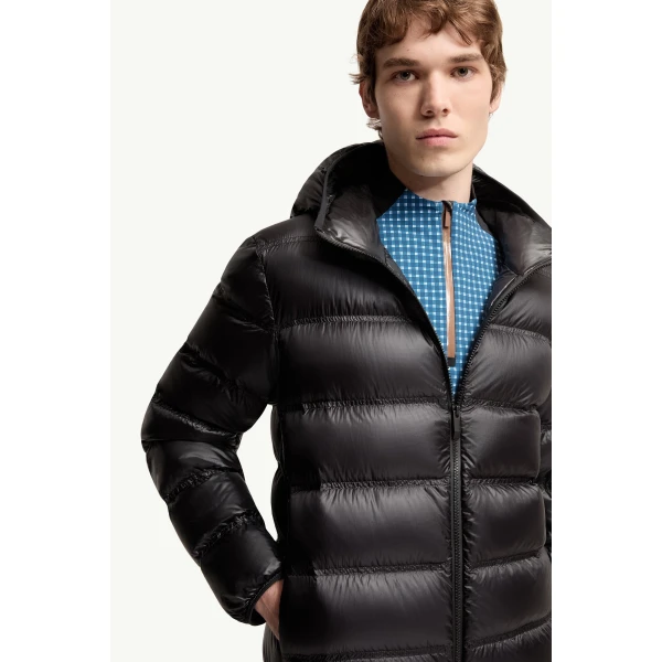 Moncler Guadiana Hooded Short Down Jacket in Black, view 6 | Men's Jackets | Coveti