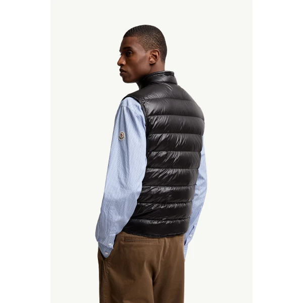 Moncler Gui Packable Down Gilet in Black, view 5 | Men's Jackets | Coveti