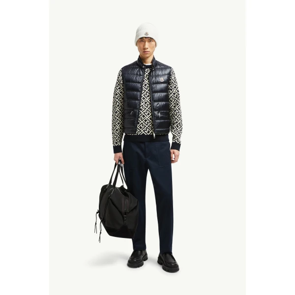 Moncler Gui Packable Down Gilet in Night Blue, view 2 | Men's Jackets | Coveti