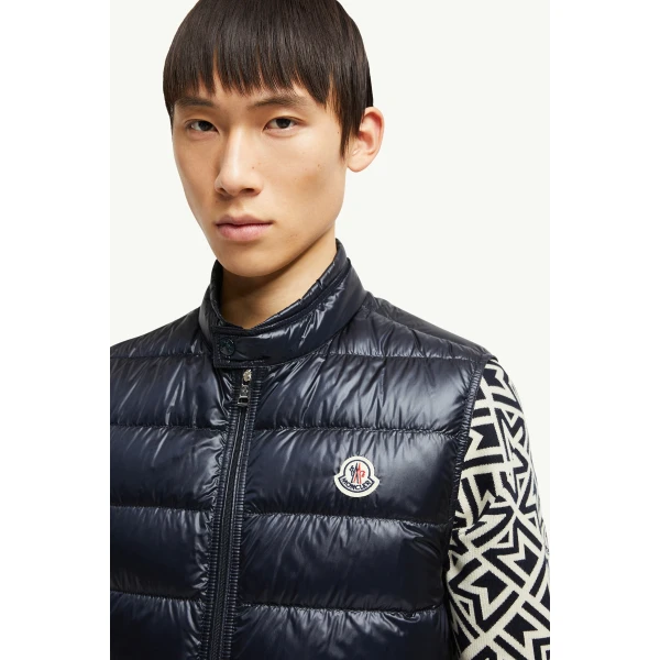 Moncler Gui Packable Down Gilet in Night Blue, view 3 | Men's Jackets | Coveti