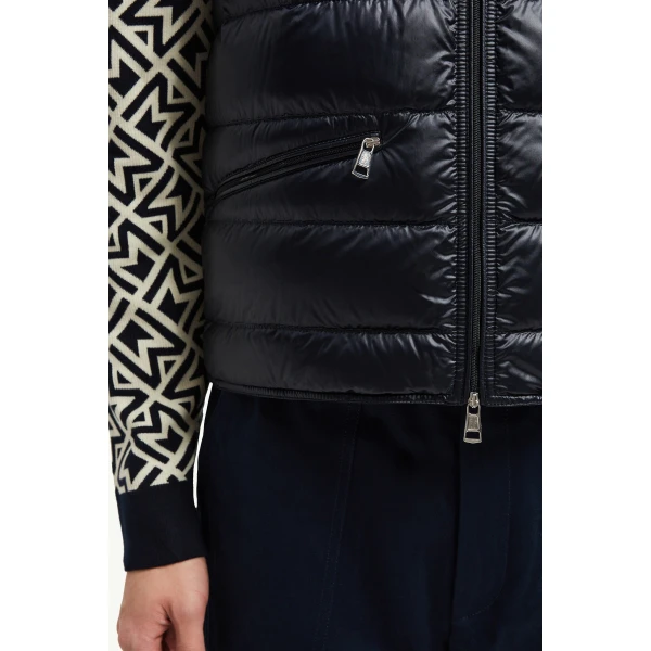 Moncler Gui Packable Down Gilet in Night Blue, view 6 | Men's Jackets | Coveti