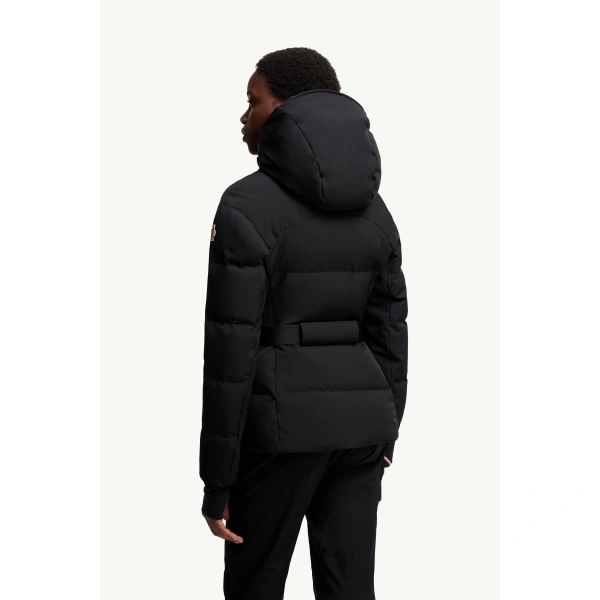 Moncler Guyane Hooded Insulated Ski Jacket in Black, view 5 | Women's Ski Jackets | Coveti