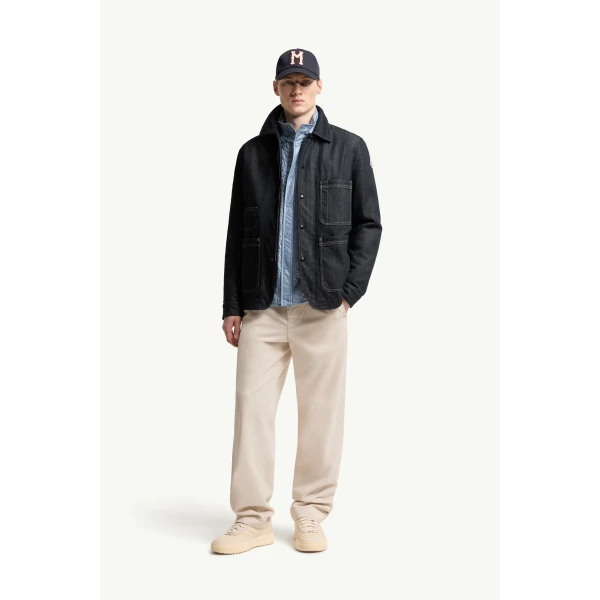 Moncler Haderu Denim Shirt Jacket in Navy Blue, view 2 | Men's Jackets | Coveti