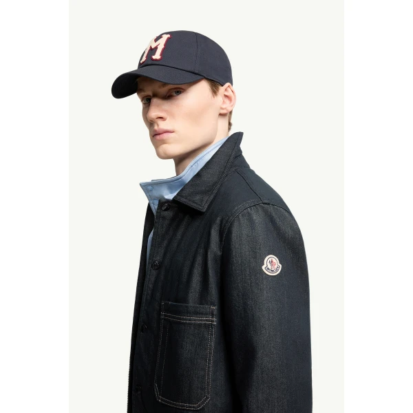 Moncler Haderu Denim Shirt Jacket in Navy Blue, view 3 | Men's Jackets | Coveti