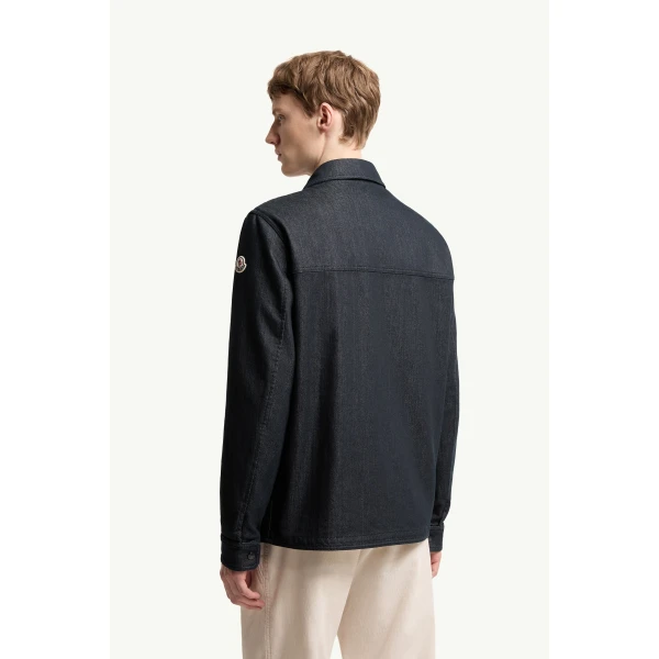 Moncler Haderu Denim Shirt Jacket in Navy Blue, view 5 | Men's Jackets | Coveti
