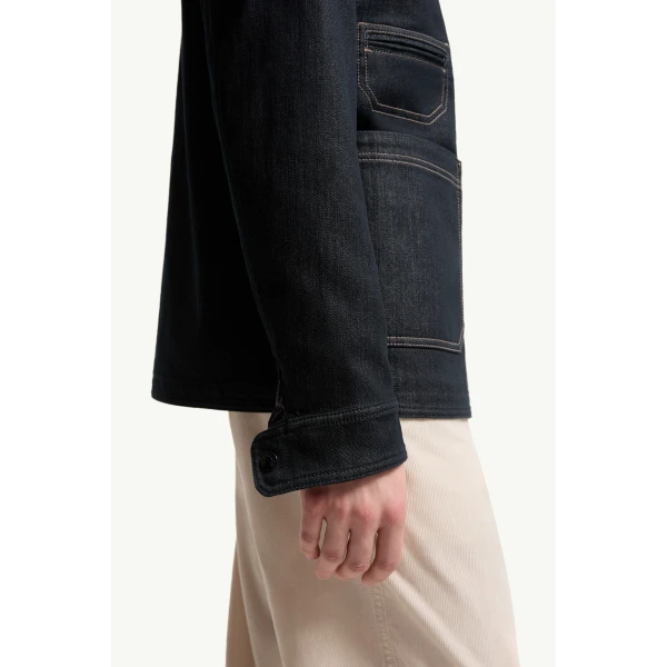 Moncler Haderu Denim Shirt Jacket in Navy Blue, view 6 | Men's Jackets | Coveti