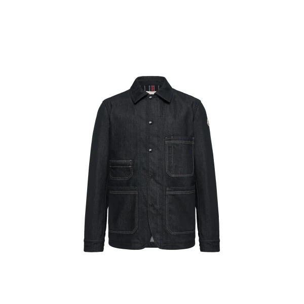 Moncler Haderu Denim Shirt Jacket in Navy Blue | Men's Jackets | Coveti