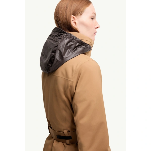 Moncler Hainets Insulated Ski Jacket in Camel Beige, view 6 | Women's Ski Jackets | Coveti