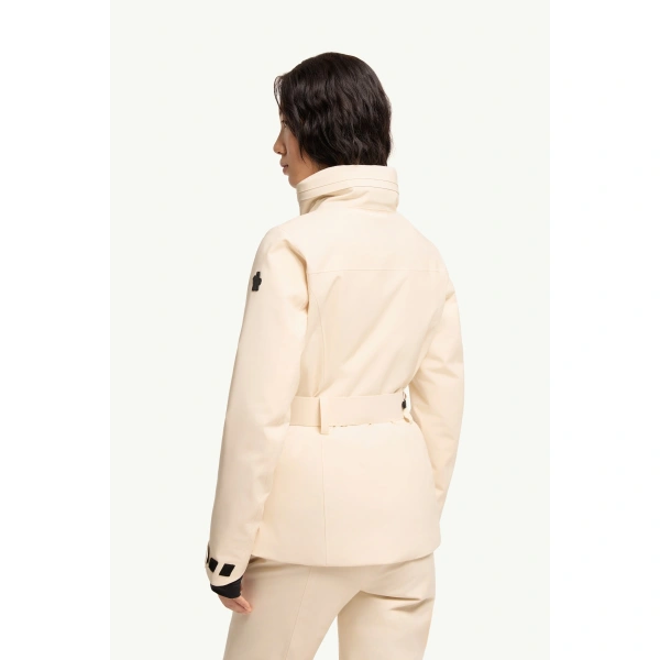 Moncler Hainets Insulated Ski Jacket in White Ivory, view 5 | Women's Ski Jackets | Coveti
