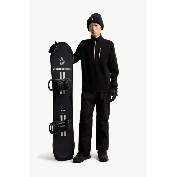 Moncler Half-Zip Polo Neck in Black, view 2 | Men's Skiwear | Coveti