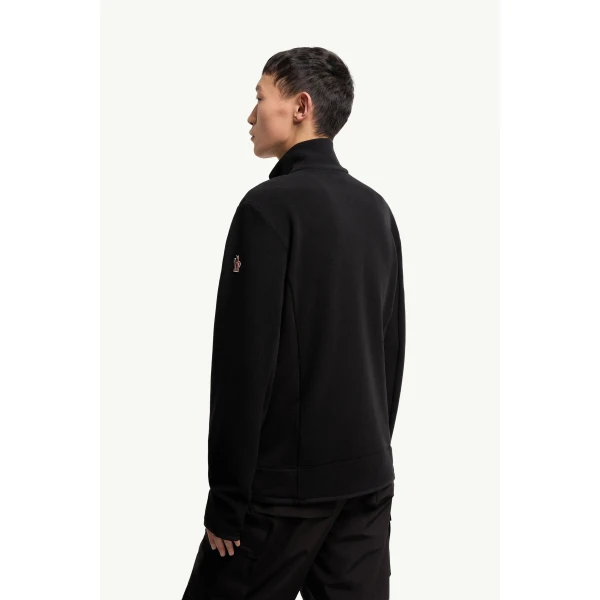 Moncler Half-Zip Polo Neck in Black, view 5 | Men's Skiwear | Coveti