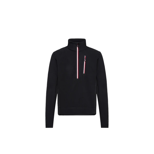 Moncler Half-Zip Polo Neck in Black | Men's Skiwear | Coveti