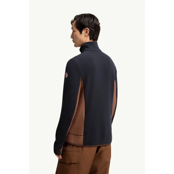 Moncler Half-Zip Polo Neck in Navy Blue, view 5 | Men's Skiwear | Coveti