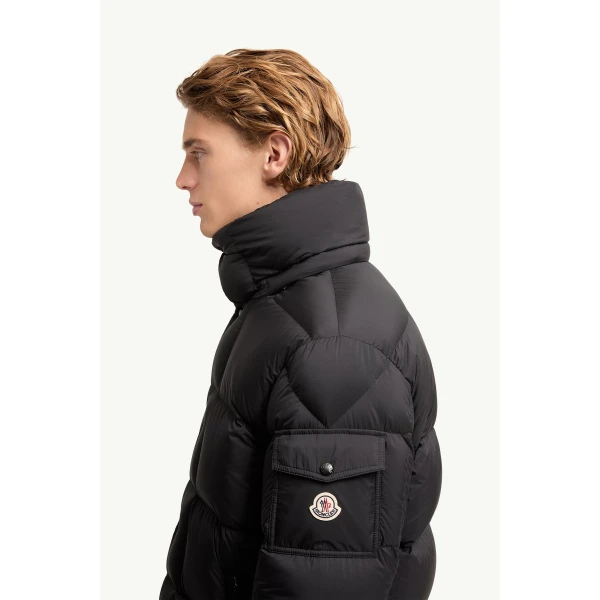 Moncler Hanoverian Hooded Long Down Jacket in Black, view 3 | Men's Coats | Coveti