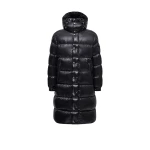 Moncler Hanoverian Hooded Square-Quilted Long Down Jacket in Metallic Black | Men's Coats | Coveti