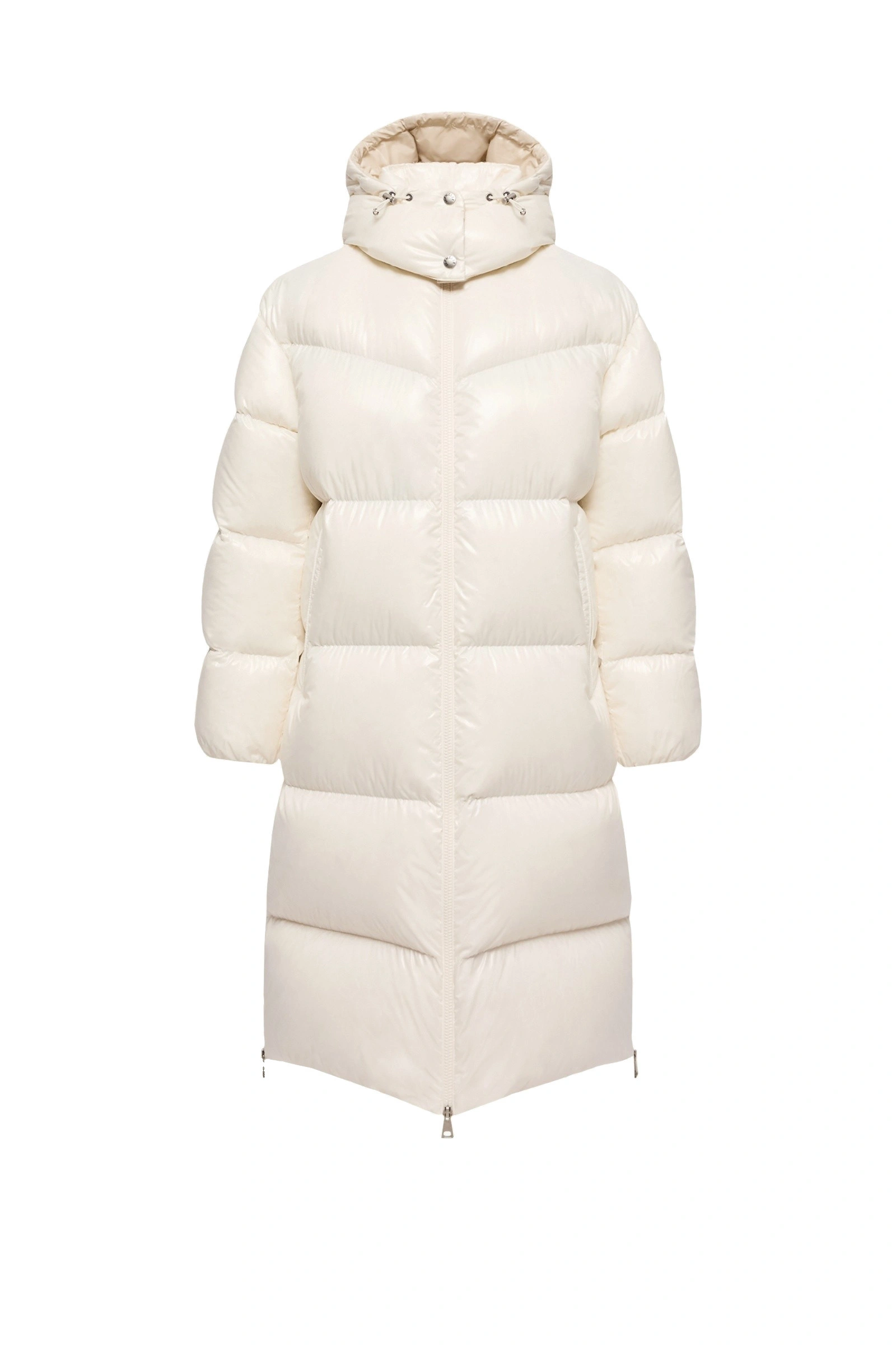 Moncler Harfang Hooded Long Down Coat in White Ivory Moncler Harfang Hooded Long Down Coat in White Ivory | Women's Puffer and Down Coats | Coveti