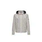 Moncler Havas Striped Poplin Shirt Jacket in White & Blue | Men's Jackets | Coveti