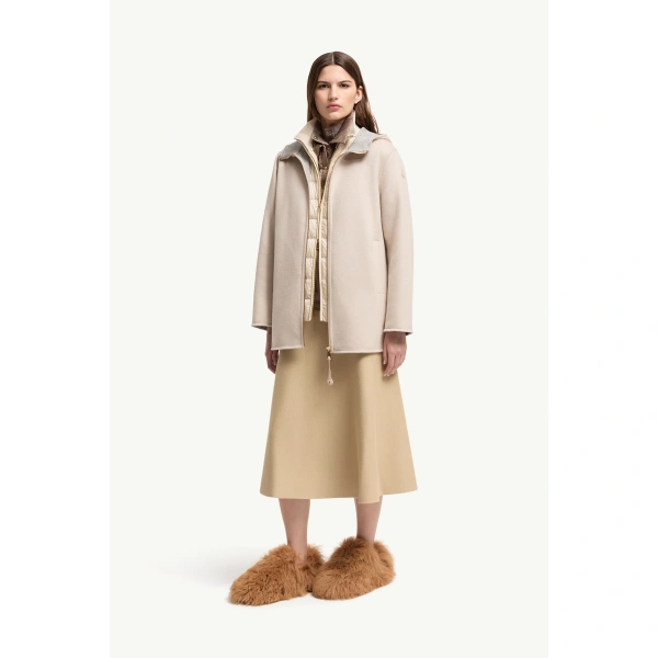 Moncler Hemiptere 3-in-1 Hooded Wool & Cashmere Down Jacket in Light Beige, view 2 | Women's Puffer Jackets | Coveti