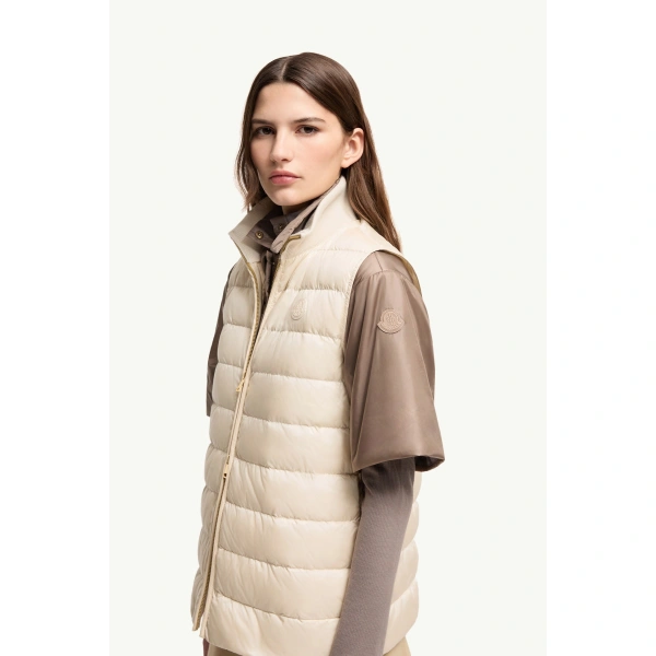 Moncler Hemiptere 3-in-1 Hooded Wool & Cashmere Down Jacket in Light Beige, view 3 | Women's Puffer Jackets | Coveti