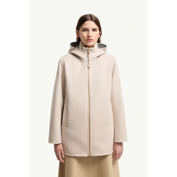 Moncler Hemiptere 3-in-1 Hooded Wool & Cashmere Down Jacket in Light Beige, view 4 | Women's Puffer Jackets | Coveti