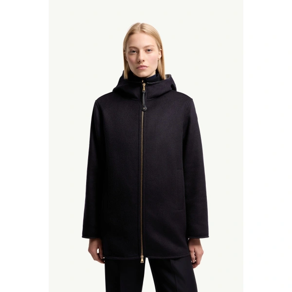 Moncler Hemiptere 3-in-1 Hooded Wool & Cashmere Down Jacket in Navy Blue, view 4 | Women's Puffer Jackets | Coveti