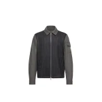 Moncler Herringbone Wool Blend Zip-Up Shirt Jacket in Blue & Gray | Men's Jackets | Coveti