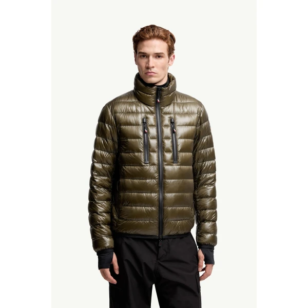 Moncler Hers Packable Insulated Ski Jacket in Olive Green, view 4 | Men's Skiwear | Coveti
