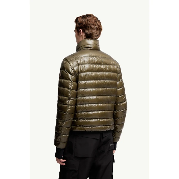 Moncler Hers Packable Insulated Ski Jacket in Olive Green, view 5 | Men's Skiwear | Coveti