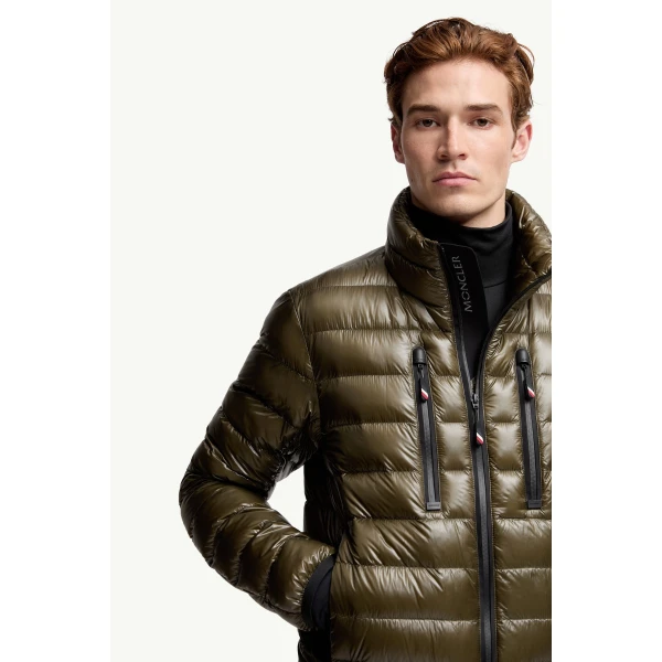 Moncler Hers Packable Insulated Ski Jacket in Olive Green, view 6 | Men's Skiwear | Coveti