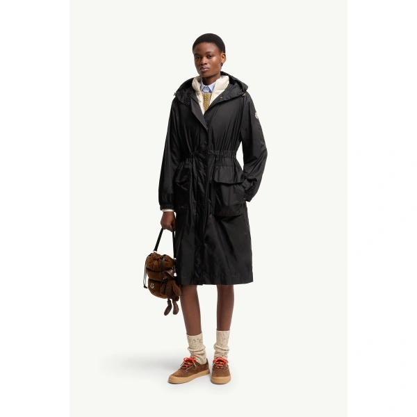 Moncler Hiengos Hooded Parka Coat in Black, view 2 | Women's Puffer and Down Coats | Coveti