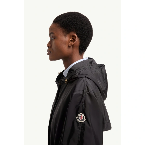 Moncler Hiengos Hooded Parka Coat in Black, view 3 | Women's Puffer and Down Coats | Coveti