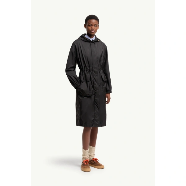 Moncler Hiengos Hooded Parka Coat in Black, view 4 | Women's Puffer and Down Coats | Coveti