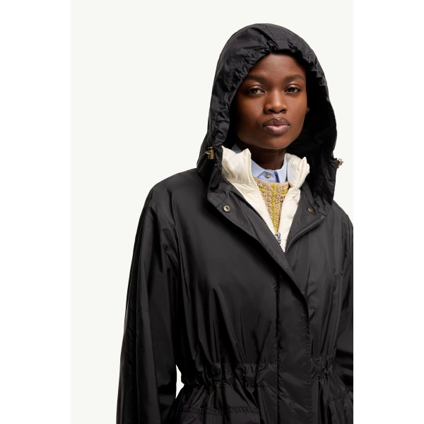 Moncler Hiengos Hooded Parka Coat in Black, view 6 | Women's Puffer and Down Coats | Coveti