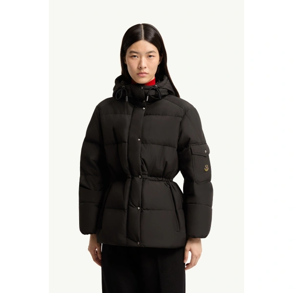 Moncler Himalaya Hooded Short Down Jacket in Black, view 4 | Women's Puffer Jackets | Coveti
