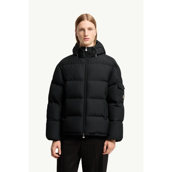 Moncler Himalaya Hooded Short Down Jacket in Black, view 4 | Men's Jackets | Coveti
