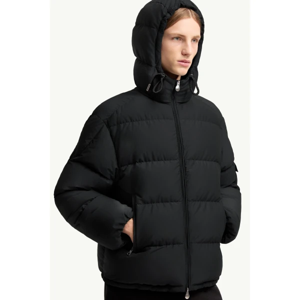 Moncler Himalaya Hooded Short Down Jacket in Black, view 6 | Men's Jackets | Coveti
