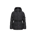 Moncler Himalaya Hooded Short Down Jacket in Dark Blue | Women's Puffer Jackets | Coveti