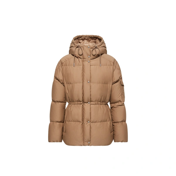 Himalaya Hooded Short Down Jacket in Light Brown