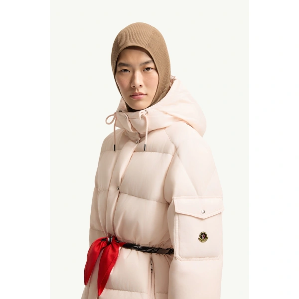 Moncler Himalaya Hooded Short Down Jacket in Light Pink, view 3 | Women's Puffer Jackets | Coveti